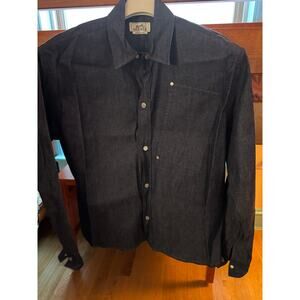 2025 Hermes Denim Shirt with Snap Button and Asymmetric Chest Pocket